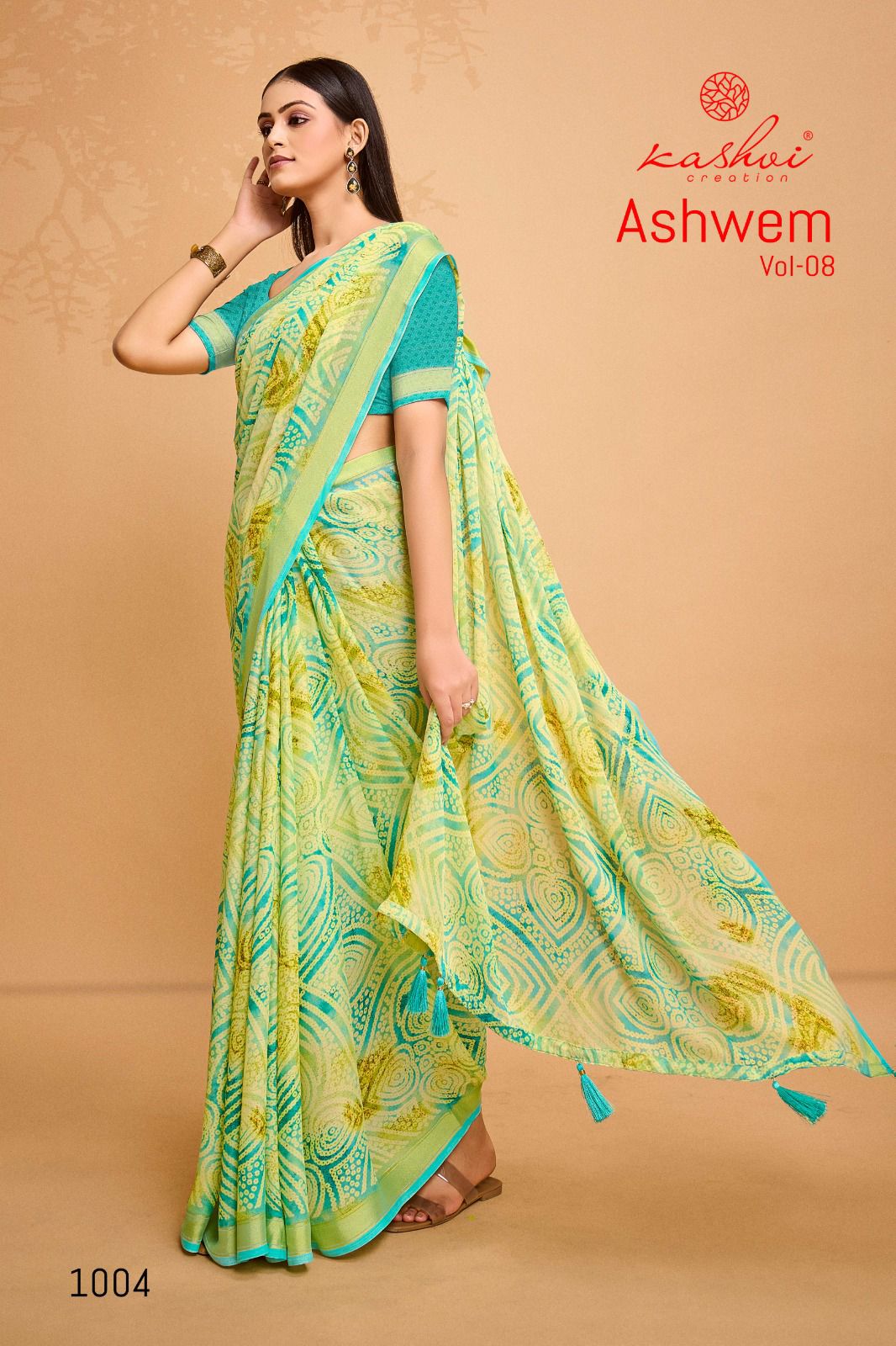 Ashwem Vol 8 By Kashvi Dull Moss Viscose Printed Daily Wear Sarees Wholesale Market In Surat
